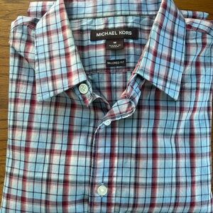 Michael Kors Men's Casual Plaid Shirt - Blue and Red Sz M